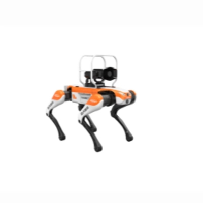 Un chien robot quadruple qui patrouille la zone touristique