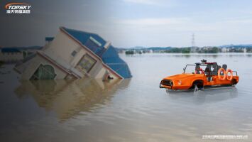 Capacité : 6 personnes, bateau amphibie. Adoption d'un châssis à roues pour se déplacer sur tous les terrains.