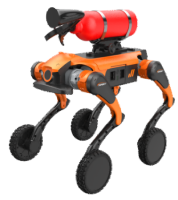 Chien robot de lutte contre l'incendie à gaz inerte quadrupède capable de s'adapter rapidement aux situations de reconnaissance, d'inspection, de sécurité et d'urgence